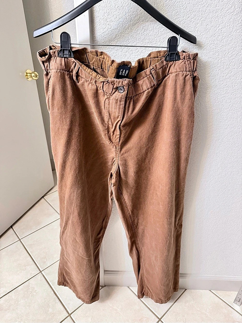 GAP Women’s XXL Brown Paperbag Waist Pants Cropped Ankle Elastic Waist Casual